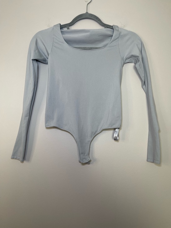 SKIMS Tops - Skims Light Blue/Grey Long Sleeve Bodysuit